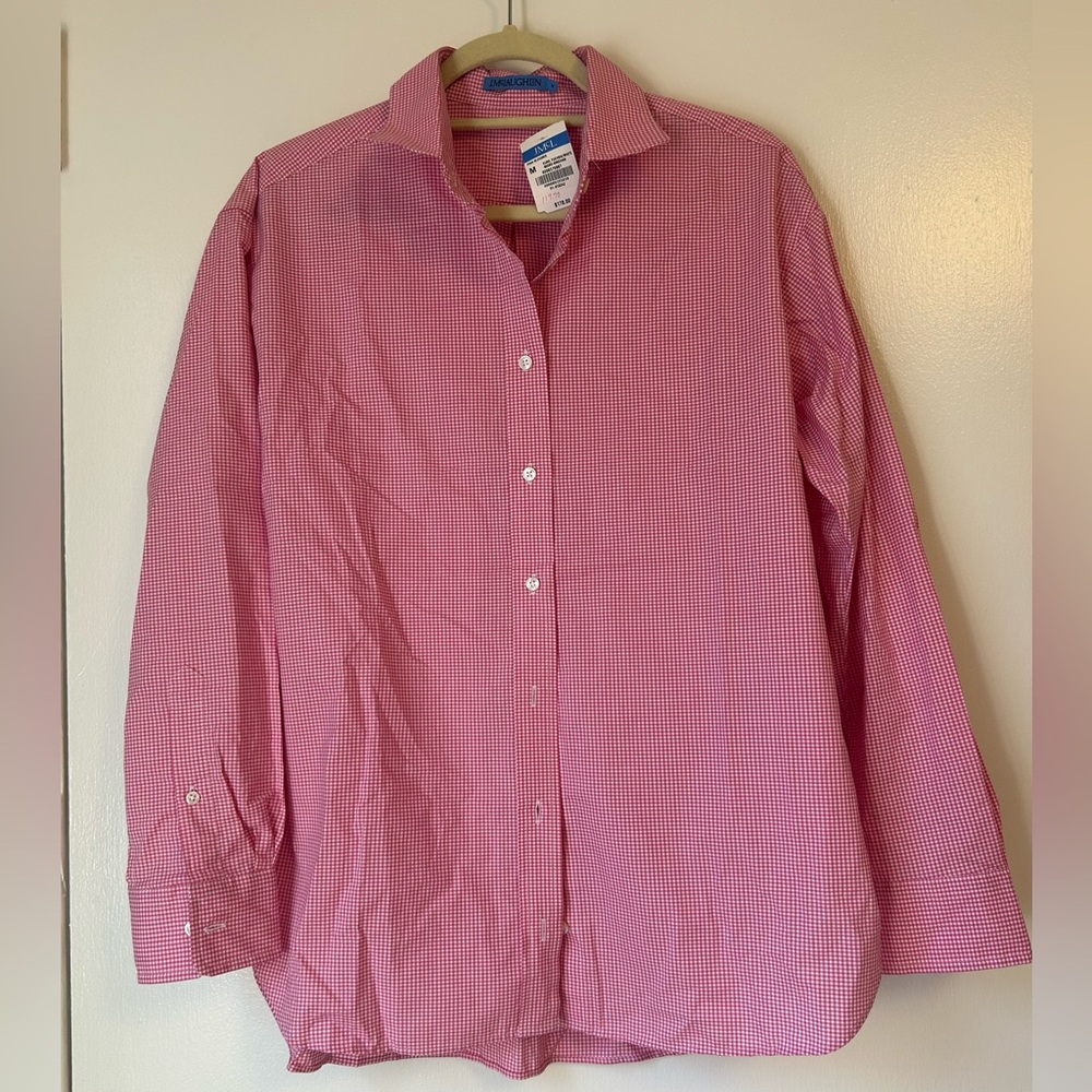 J.McLaughlin fuschia/white gingham shirt - Picture 3 of 9